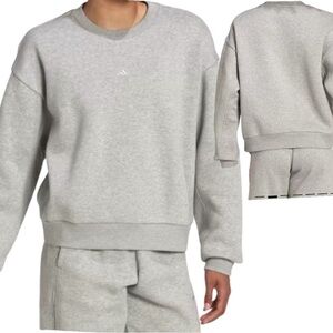 Adidas All SZN Fleece Sweatshirt Sz L Gray Crew Neck Long Sleeve Active Top